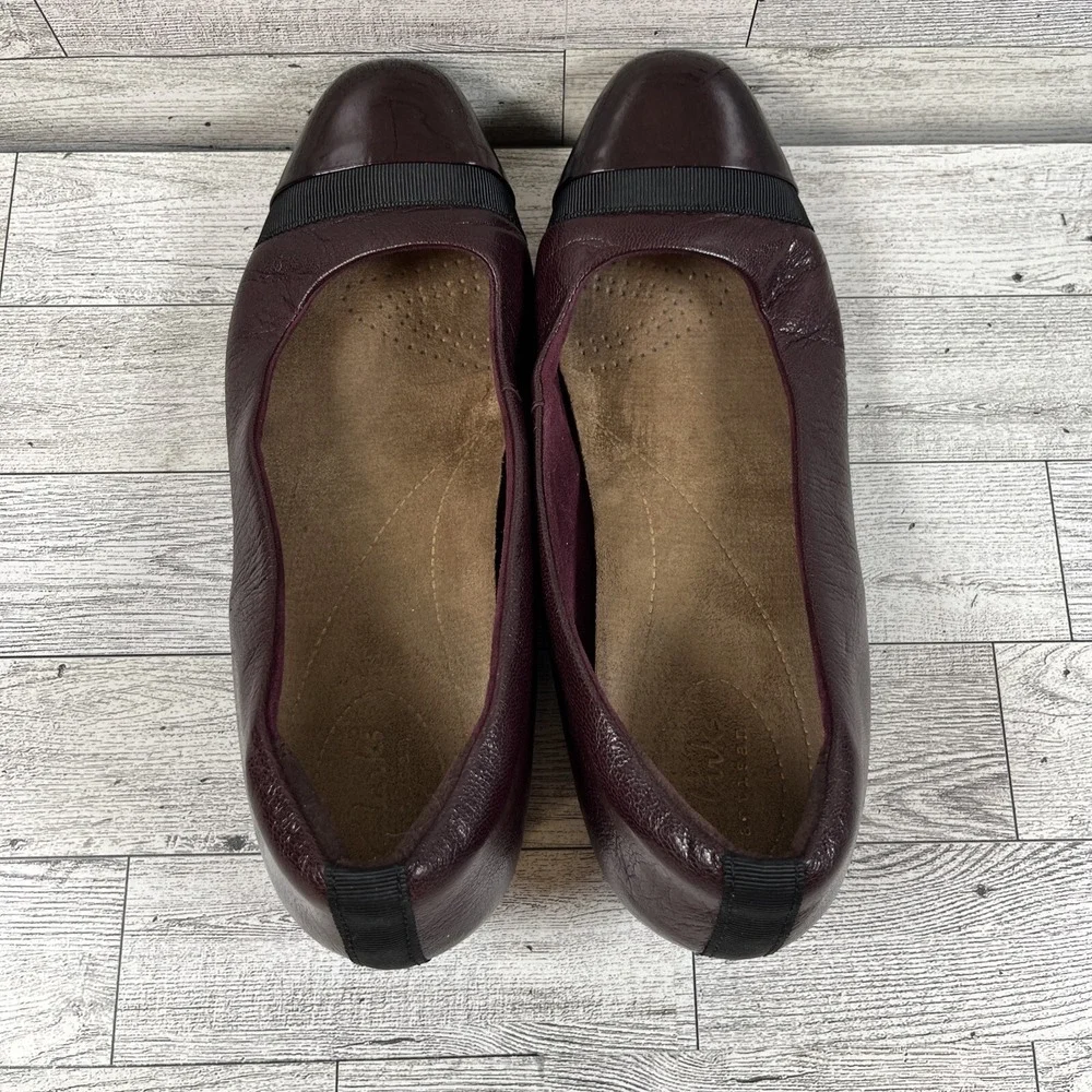 Clarks Keesha Rosa Burgundy Leather Low Heel Pumps Shoes Women Size 8M‎